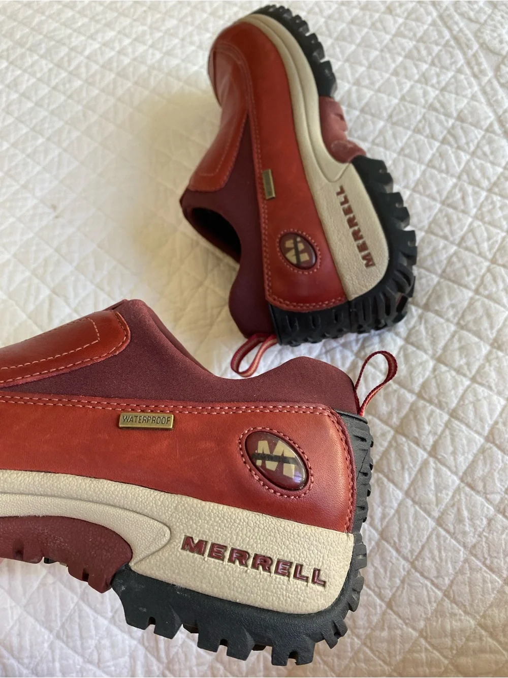Merrell Polar Moc Waterproof Slip-On Hiking Shoes Leather Red Bean Insulated 7